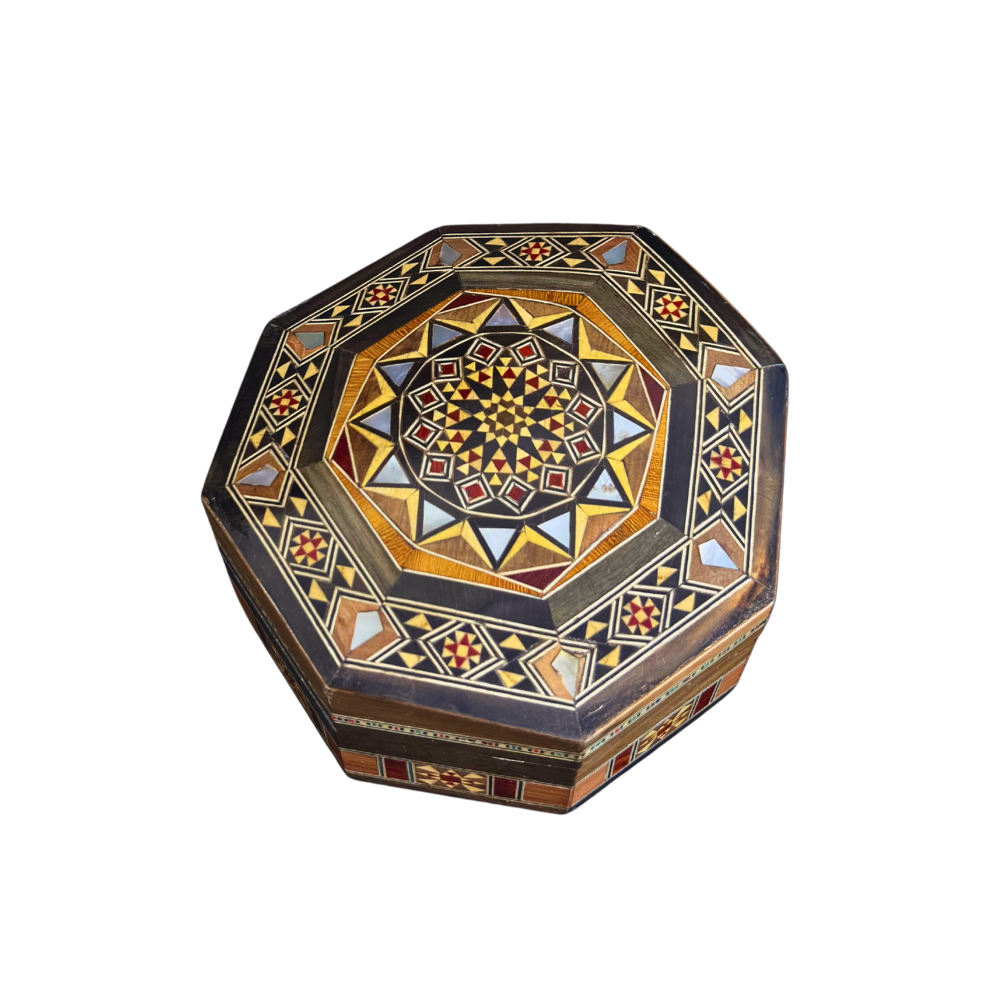 Boîte en Mosaïque Damascène Faite Main – Nacre & Velours