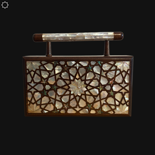 A Estrela Celestial – Bolsa Damasquina de Nogueira com Madrepérola