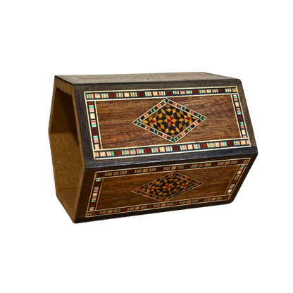 Damascene Mosaic Wooden Pen Holder by Gaby Al Dayeh – Natural Woods & Handcrafted Elegance
