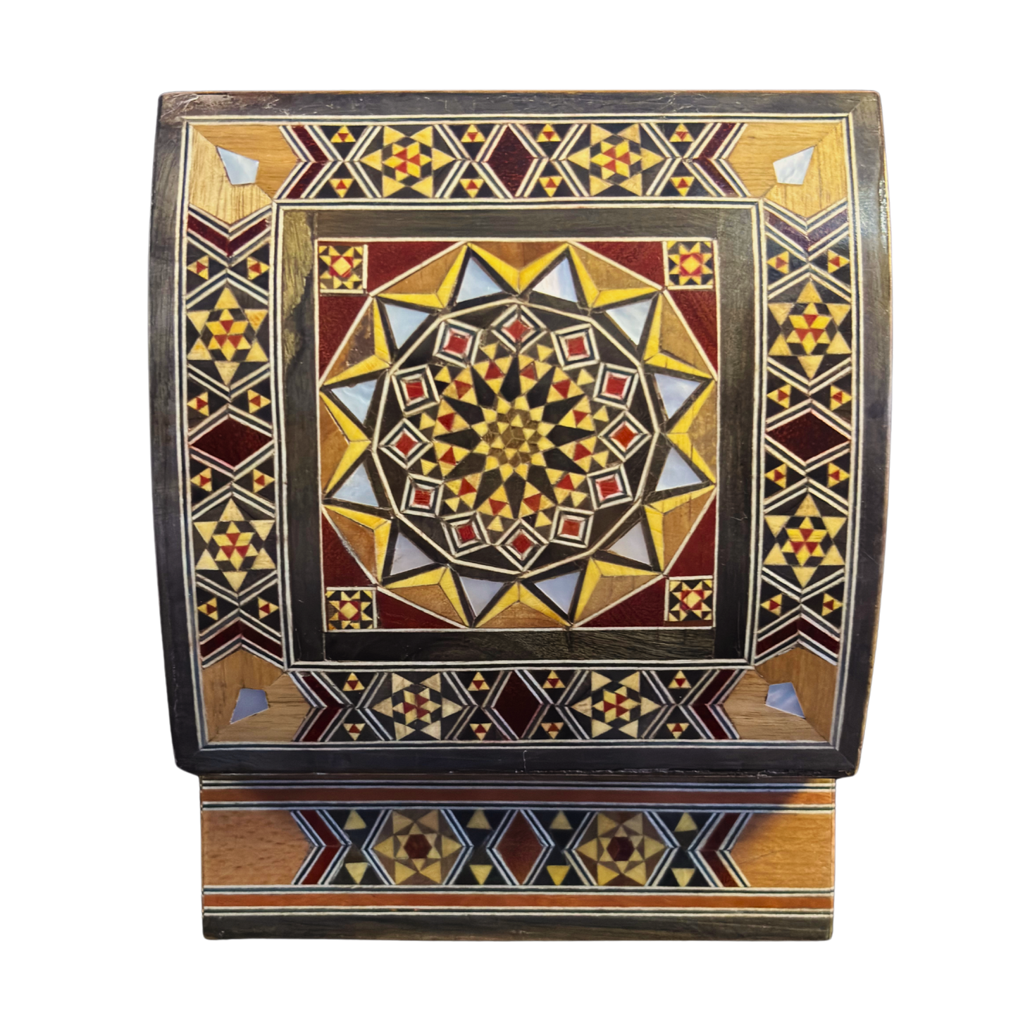 Boîte en Mosaïque Damascène Faite Main – Nacre & Velours