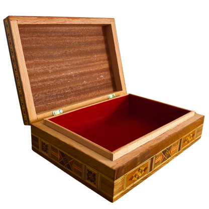 Handgemaakte mozaïek sieradendoos, parelmoer inleg, luxe houten herdenkingskist, Damascene kunst -Limited Edition-