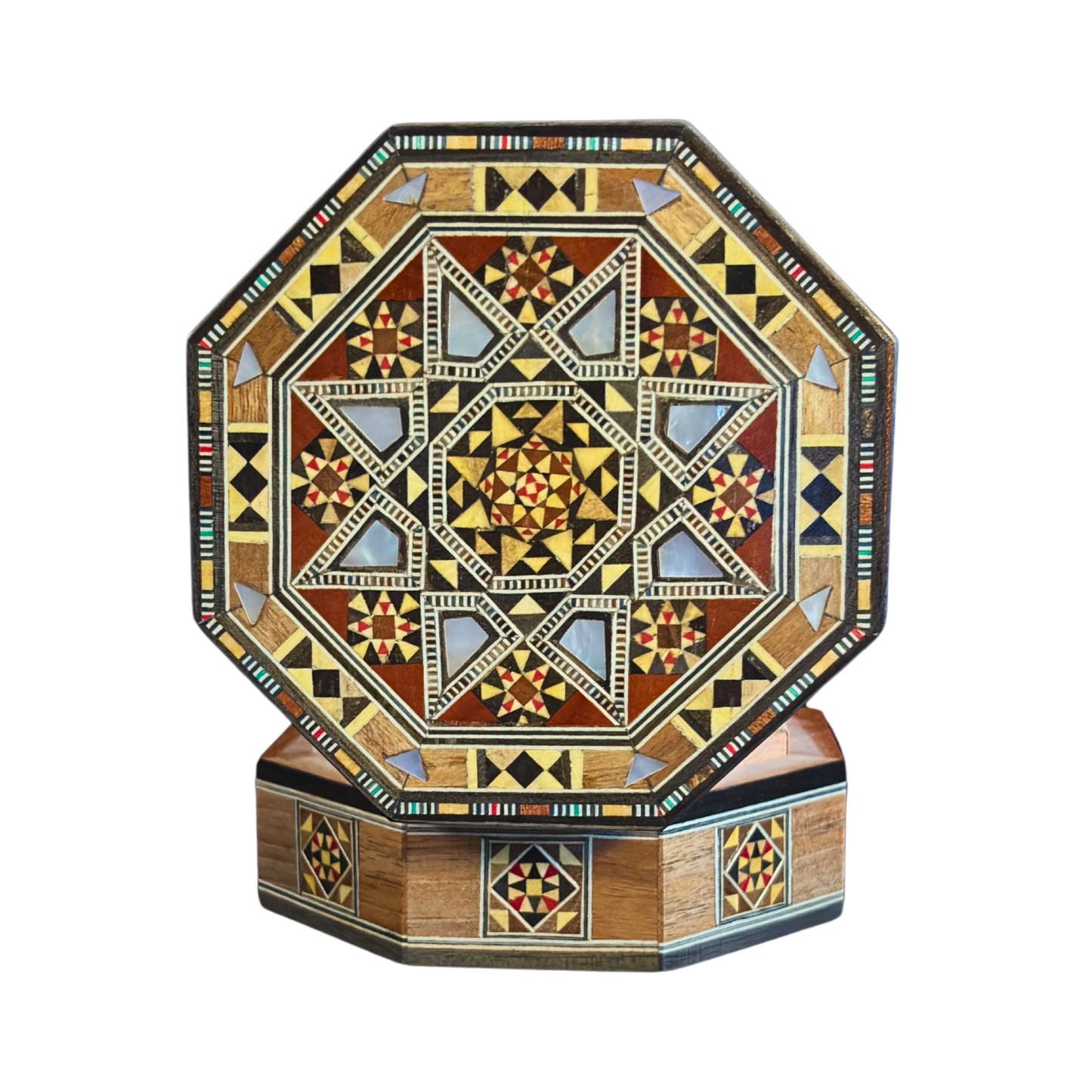 Boîte en Mosaïque Damascène Faite Main – Nacre & Velours