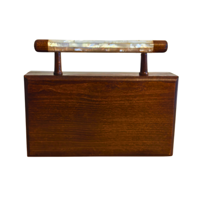 Zenobia – Pochette Damasquine de Luxe en Noyer avec Incrustations de Nacre & Intérieur Brocart