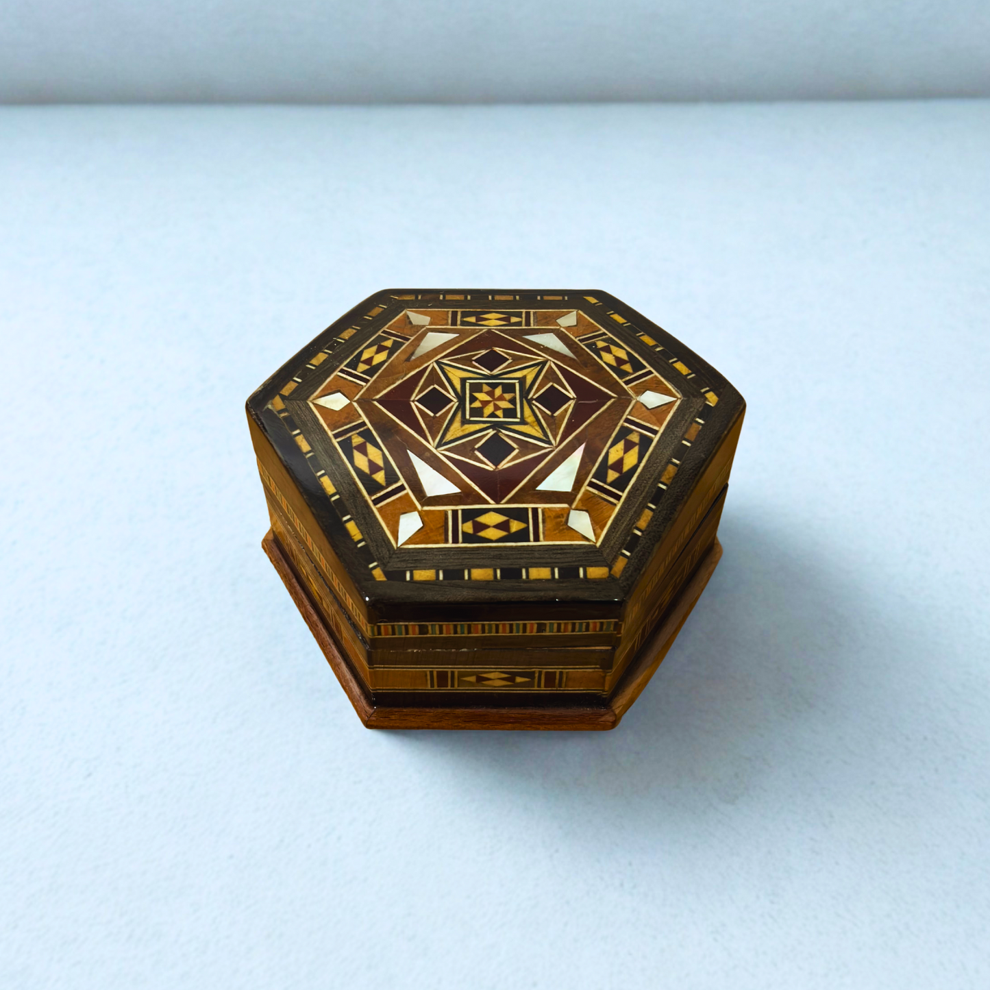 Handcrafted Mosaic Box – Traditional Damascus Art & Velvet Interior