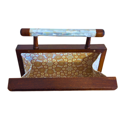 Zenobia – Pochette Damasquine de Luxe en Noyer avec Incrustations de Nacre & Intérieur Brocart