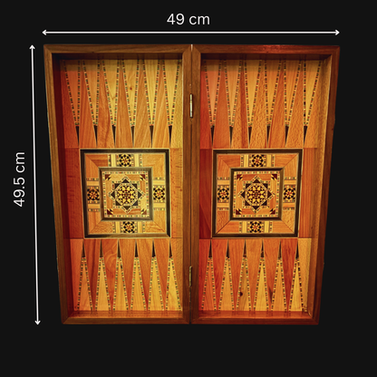 Ręcznie Wykonany Damasceński Stół do Szachów i Backgammona od Gaby Al Dayeh – Klasyczny Wzór Mozaiki