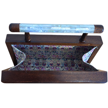 The Garden of Noor – Handcrafted Damascene Walnut Clutch with Floral Mother of Pearl Inlay
