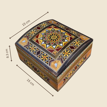 Boîte en Mosaïque Damascène Faite Main – Nacre & Velours