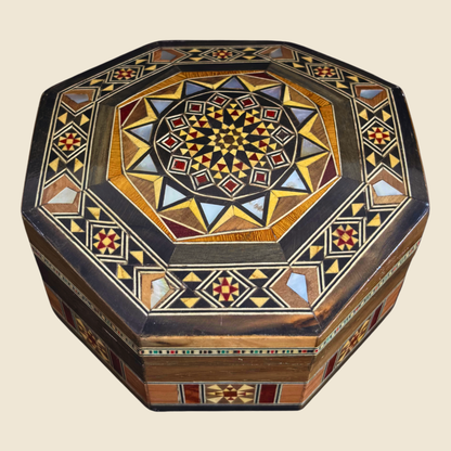 Boîte en Mosaïque Damascène Faite Main – Nacre & Velours