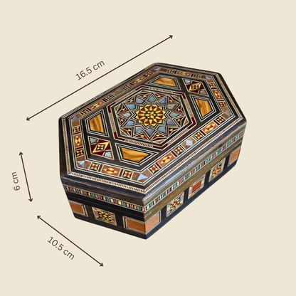 Handgefertigte Mosaik-Schatulle aus Damaskus – Perlmutt & Samt