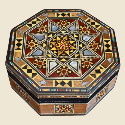 Boîte en Mosaïque Damascène Faite Main – Nacre & Velours
