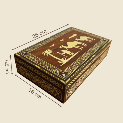 Vintage 1970 Kamel-Mosaikbox – Handgefertigte Orientalische Kunst