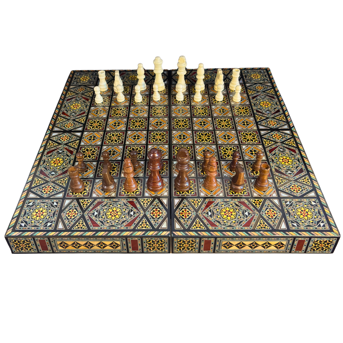 Heritage Chess & Backgammon Set – Damascene Mosaic Craftsmanship