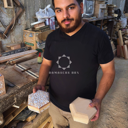 Caja de Joyas Damasquina – Hecha a Mano con Nácar en Tono Terracota