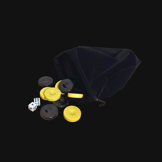 Conjunto Original de Peças de Backgammon – Brancas e Pretas com Dados