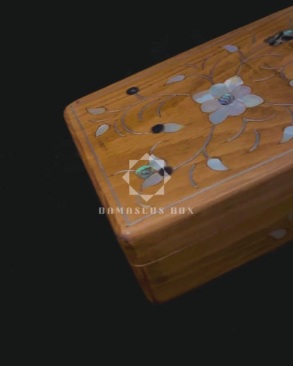 Handcrafted Damascene Luxury Box – Mother of Pearl & Velvet Elegance