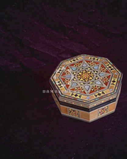 Boîte en Mosaïque Damascène Faite Main – Nacre & Velours