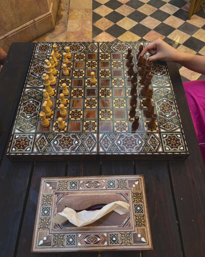 Handcrafted Damascene Backgammon & Chess Table by Gaby Al Dayeh – Masterpiece with Mother of Pearl Inlay