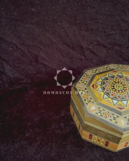 Boîte en Mosaïque Damascène Faite Main – Nacre & Velours