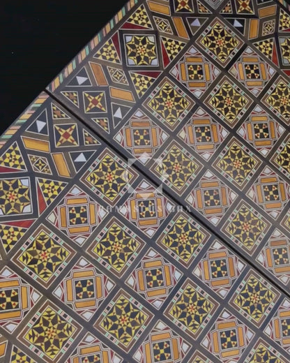 Luxury Mosaic Chess & Backgammon Set – Damascene Art & Mother of Pearl